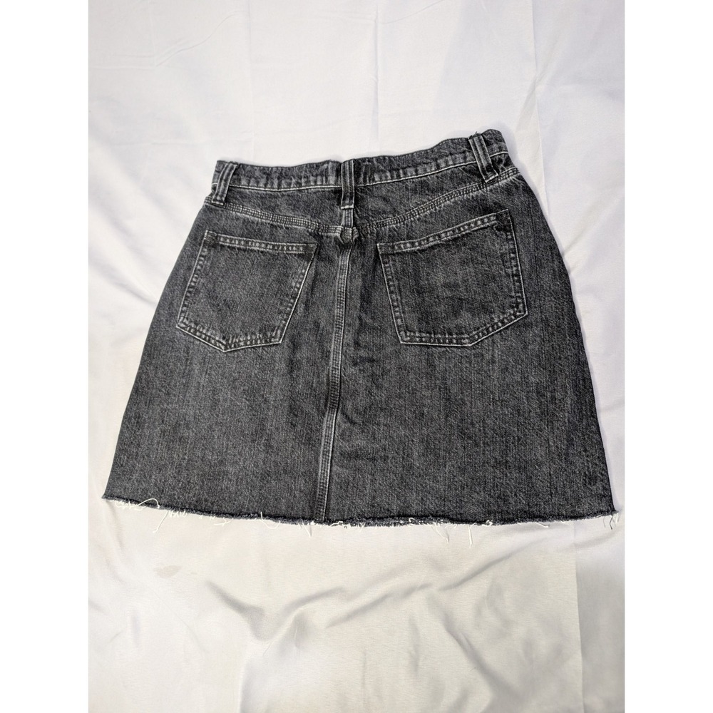 Madewell Black Denim Mini Skirt Womens 29 Raw Hem Jean Skirt Acid Wash Y2K - Picture 4 of 9